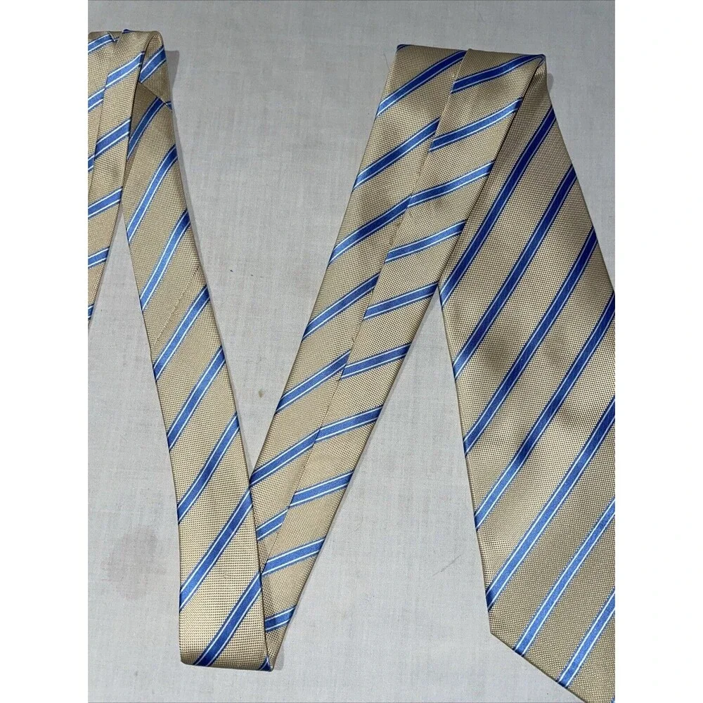 Ermenegildo Zegna Men’s Dress Tie Size 58” Ivory Blue Striped Business Formal